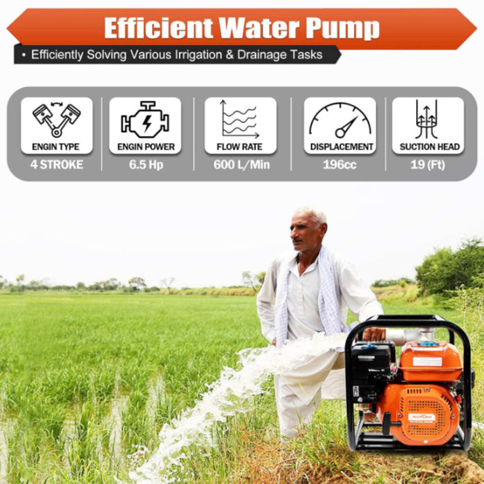 Heavy-duty water pump for drainage, construction, and farming