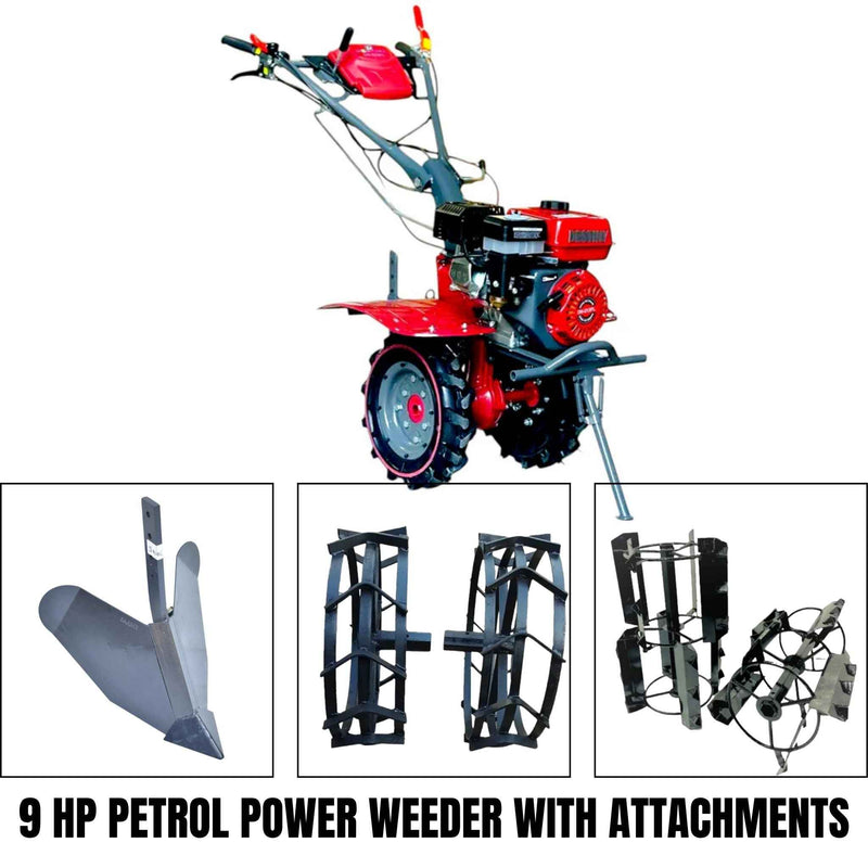 9 HP Petrol Engine Power Weeder With 3 Attachments