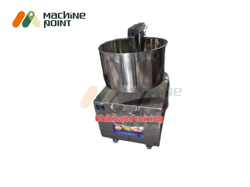 Shrikhand mixing machine with 40 kg capacity, featuring stainless steel construction and heavy-duty motor – ideal for dairy and sweet shops.