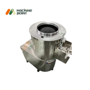 Circular inlet design with abrasive lining for efficient peeling of potatoes in bulk kitchens.