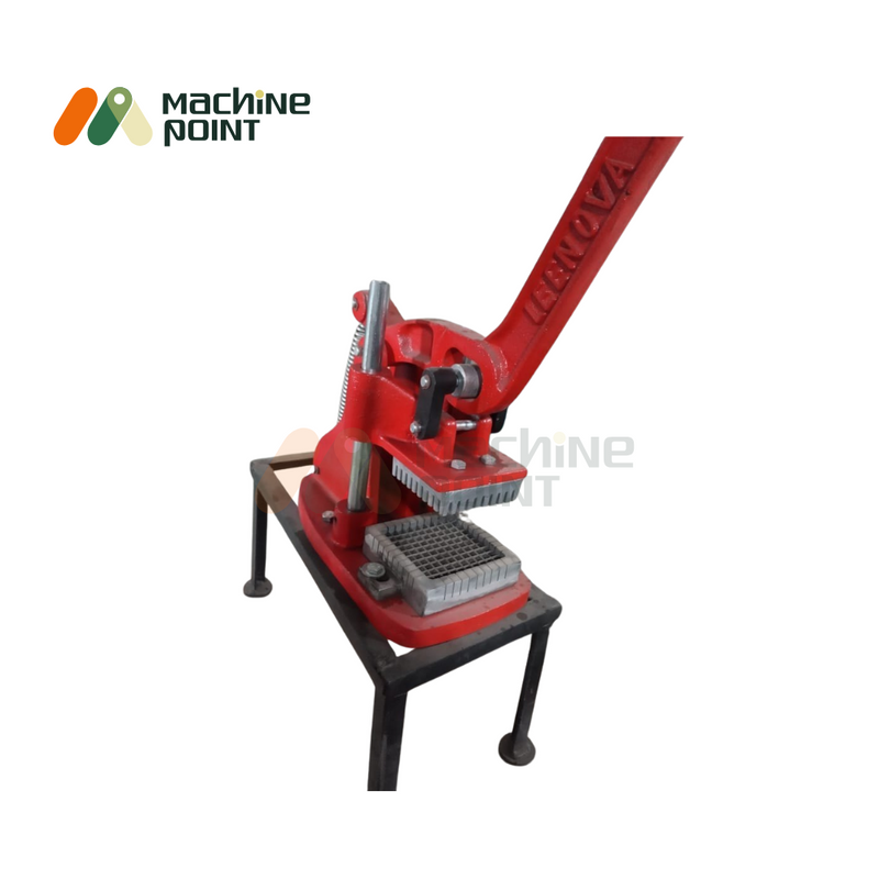 Cast Iron Finger Chips Cutter – Industrial-grade machine with solid construction and spring-loaded handle for efficient potato slicing.