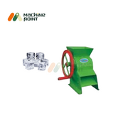 Ice Tukda Machine Small with green body, red handwheel, and ice cube graphics, ideal for manual ice crushing.