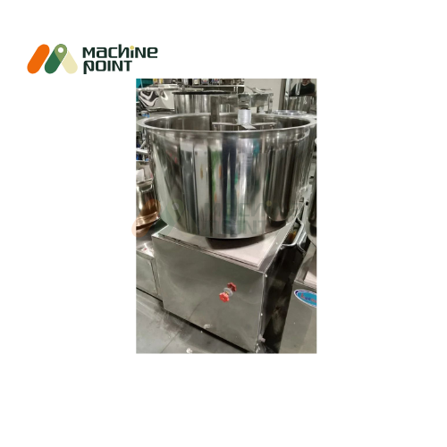 Close-up of the stainless steel drum of  Khichi Making Machine 10 KG, placed on a sturdy square motorized unit.
