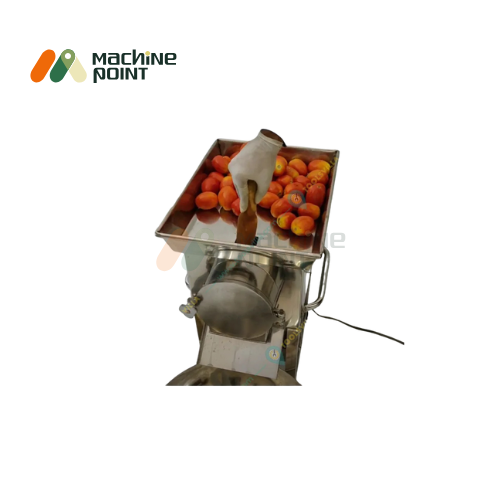 Gravy Making Machine in Operation – Processing Tomatoes and Fruits
Commercial-grade grinder with open hopper filled with produce, used for smooth and fast gravy preparation.
