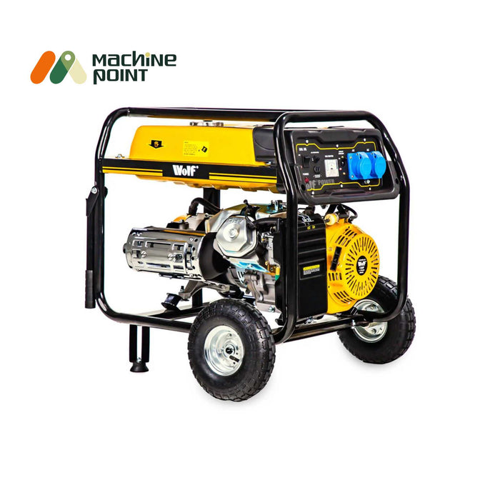 High-performance 5.5 kVA single-phase generator with wheels, handles, and 25 L fuel tank by Machine Point