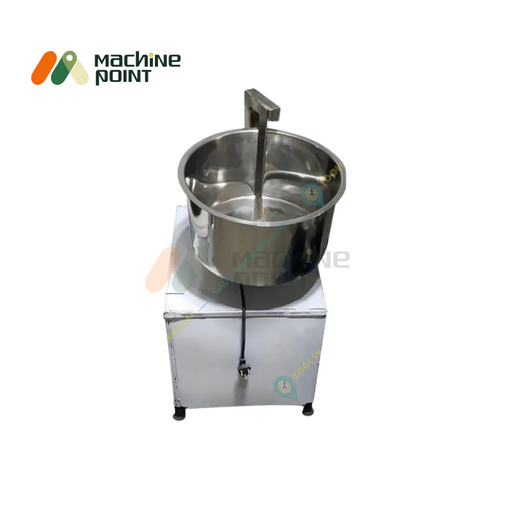 Besan Mixing Machine 10 KG – L Type model with stainless steel mixing bowl and heavy-duty motorized base.