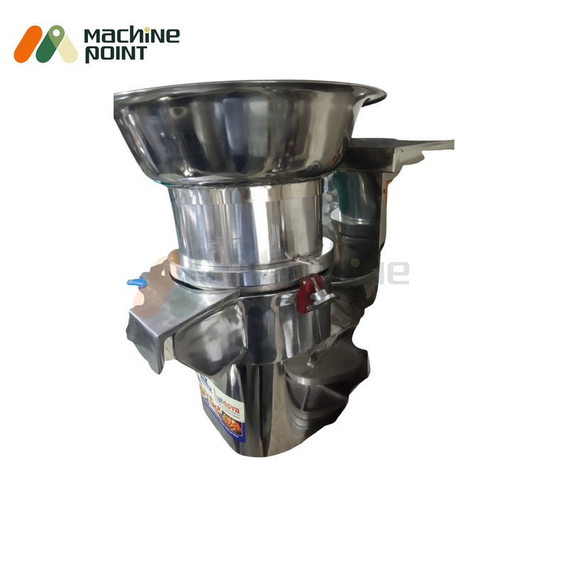 Heavy-duty Jumbo vegetable cutter with large bowl hopper and precision blade housing for bulk vegetable slicing and dicing.