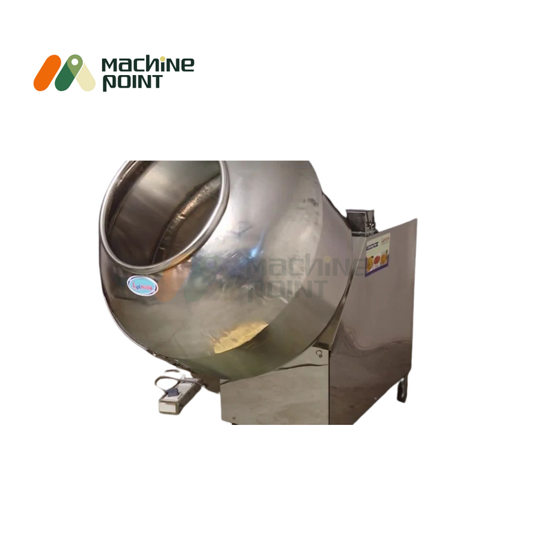 Stainless steel flavouring pan machine with 0.5 HP motor, ideal for coating namkeen, dry fruits, or snacks.