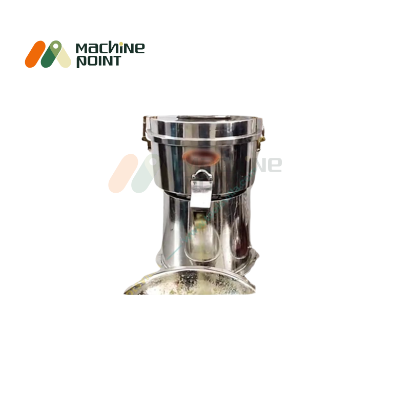 Front view of Carrot Juicer Machine in use – vegetable feeding through upper chute, ideal for commercial juice extraction.