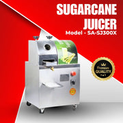 Commercial sugarcane juice machine with dual 12V batteries producing 150–200 litre per hour