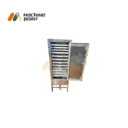 Open door view of 12 Tray Dhokla Machine showcasing internal tray arrangement for high-volume food preparation.
