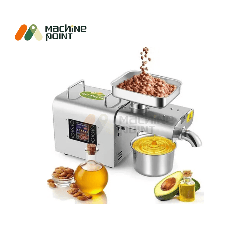 2000W oil extraction machine processing groundnuts with digital display for home and commercial use.