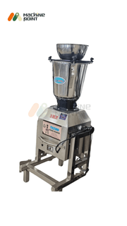 Angled view of  Heavy Duty 14 Ltr Mixer Grinder with side-mounted tilt handle and sturdy base – used for hotels and food industries.