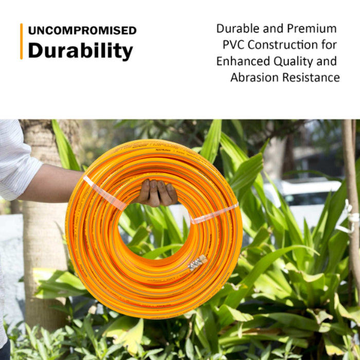 Side view of Neptune 100-meter PVC water hose roll