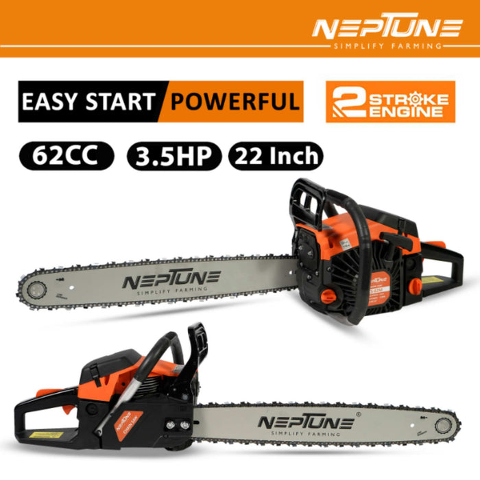 Petrol Chainsaw – 62CC Heavy-Duty, 22" Wood Cutter
