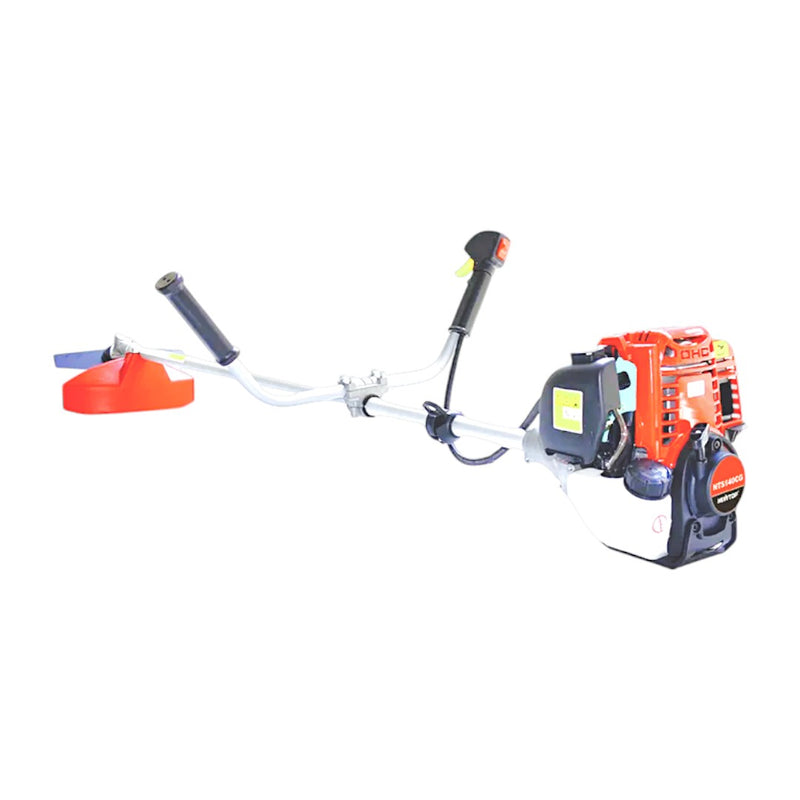 GX35-powered brush cutter with 2T metal blade and slim-fit trimmer head for precision cutting