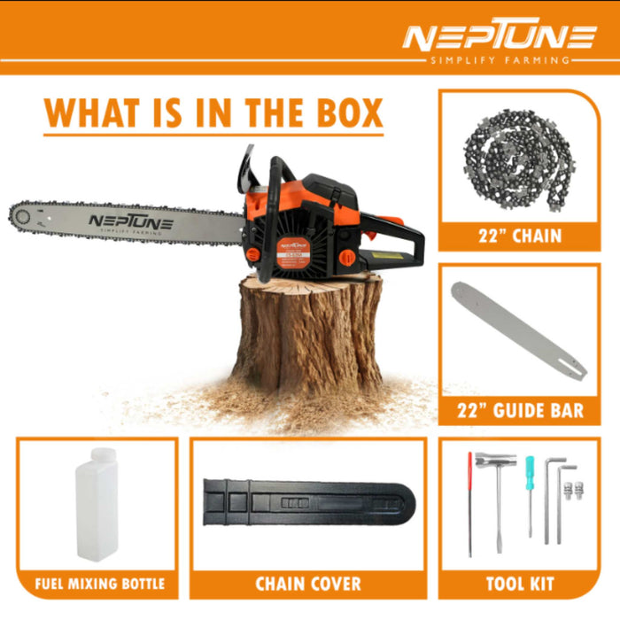 Petrol Chainsaw – 62CC Heavy-Duty, 22" Wood Cutter