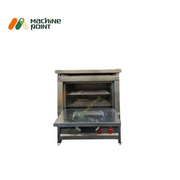 18x18 gas-operated commercial pizza oven with double grill racks and stainless steel body – front open view.