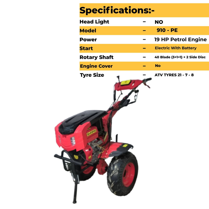 Walk-behind 910PE power weeder machine for inter-cultivation and soil preparation