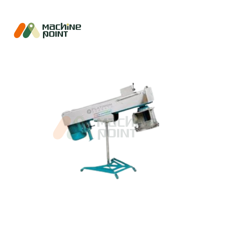 Compact Farsan Machine 7" with stainless steel finish and teal motor mount, ideal for small-scale namkeen production.
