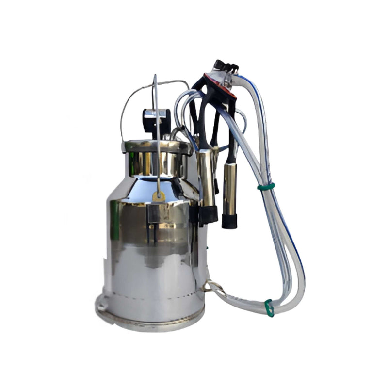 Red mobile trolley cow milking machine 400 LPM with stainless steel bucket