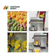 Stainless steel big mango pulper machine with wide hopper and dual output for pulp and waste separation.