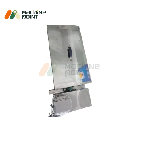 Top view of Namkeen Mixer Machine 1.5 Feet with closed stainless steel lid and handle for compact food mixing.
