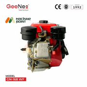 Front view of GeeNex GN-168 WF diesel engine, showcasing the fuel injection system, air filter, and compact design.
