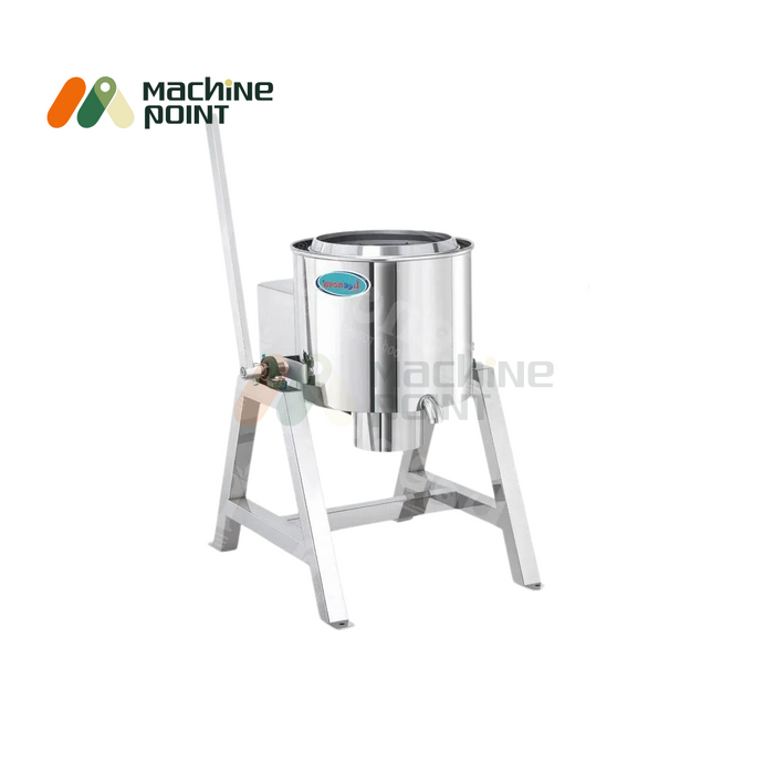 Single-unit Tilting Dryer Machine with handle lever for manual tilting, ideal for draining oil from chips or namkeen.
