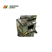 Sugarcane Cleaning Machine with sugarcane sticks – highlighting machine’s industrial-grade finish and high-performance input/output chute.