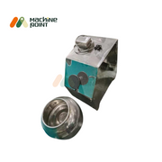 Coating pan machine shown with separated stainless steel drum and compact motor base for easy cleaning and maintenance.