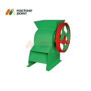 Side view of Ice Tukda Machine Small featuring green metal body and red flywheel handle for hand-operated ice cutting.