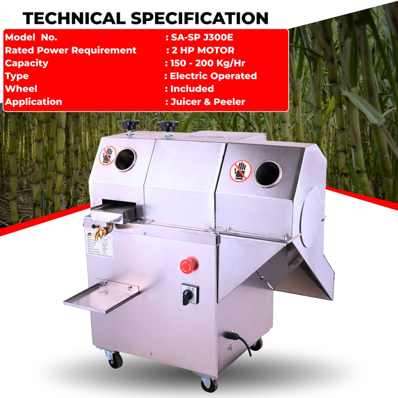 Electric sugarcane peeler cum juicer machine with 2 HP single phase motor