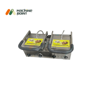 Stainless Steel Dual Sandwich Griller for Commercial Use with Twin Handles and Power Indicators.