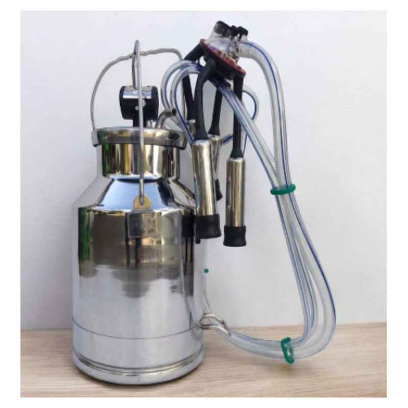 25 liter cow milking bucket with SS body, cluster, pipes, and pulsator attachment