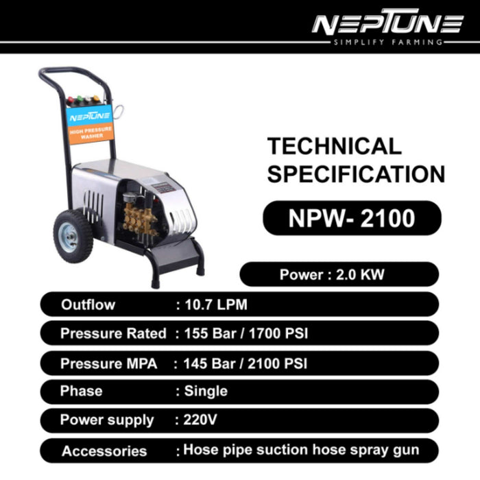 Electric High Pressure Washer – 2100W Commercial Machine for Car, Bike & Home Cleaning