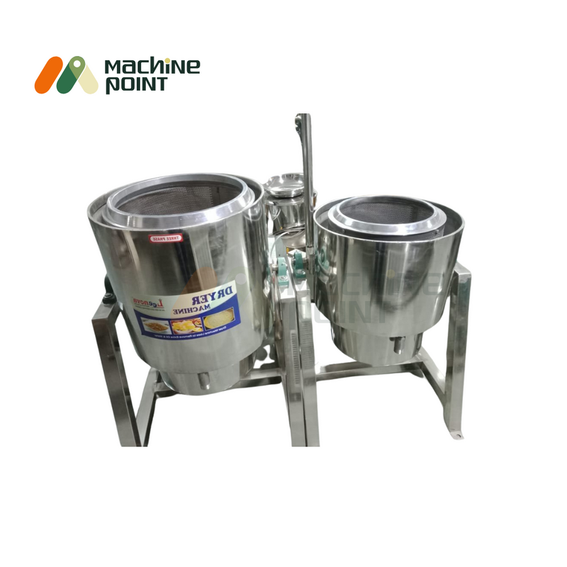 Double drum Tilting Dryer Machine with stainless steel finish and labeled front panel, designed for efficient food dehydration.