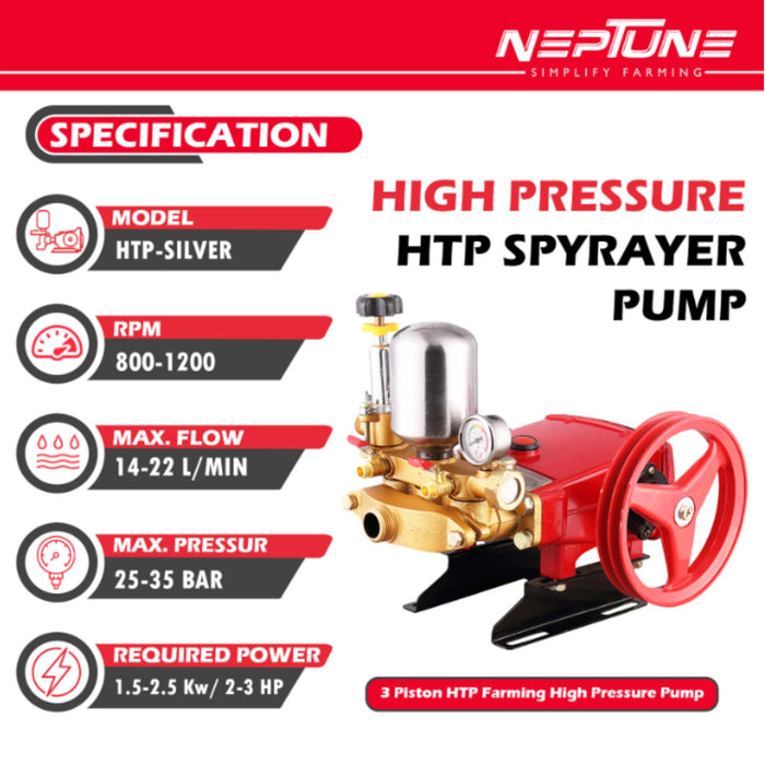 "High Pressure Neptune HTP-Silver 20–45 kg/cm² Agricultural Sprayer"