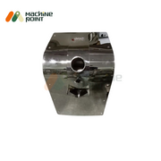 Sugarcane Juice Machine Premium – top view showing the feed inlet and juice outlet section, crafted in polished stainless steel for hygiene and durability."