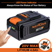 Cordless tiller with 2×20V 4Ah batteries and fast charger – Machine Point