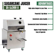 Compact electric sugarcane juice machine with stainless steel body design