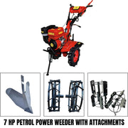 7 HP Power Weeder Petrol Engine With 3 Attachments