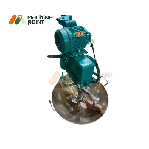 Front view of Kaju Musti Machine – compact, motorized unit with high-grade steel bowl designed for efficient processing of kaju sweets.