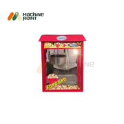 Clear frontal image of the Popcorn Machine showcasing the internal kettle and colorful popcorn graphics on top.