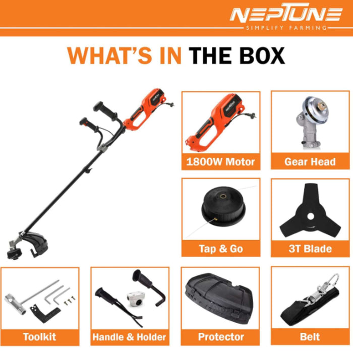 1800W Neptune brush cutter cutting thick grass and small branches