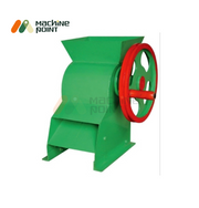 Side-angle view of Ice Tukda Machine Big featuring large manual handwheel for operation and wide ice input slot.