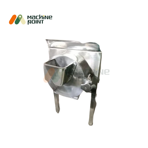 Dryfruit Chips & Powder Machine – stainless steel body with feeding hopper and outlet, designed for making fine powder and chips from dry fruits.
