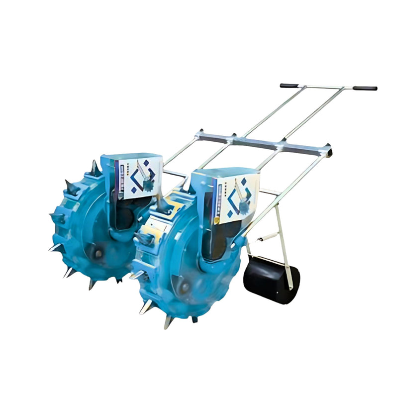 Two Row Hand Operated Seed Sower S12 manual 2 row steel frame seed drill with adjustable 24–48 cm spacing by Machine Point