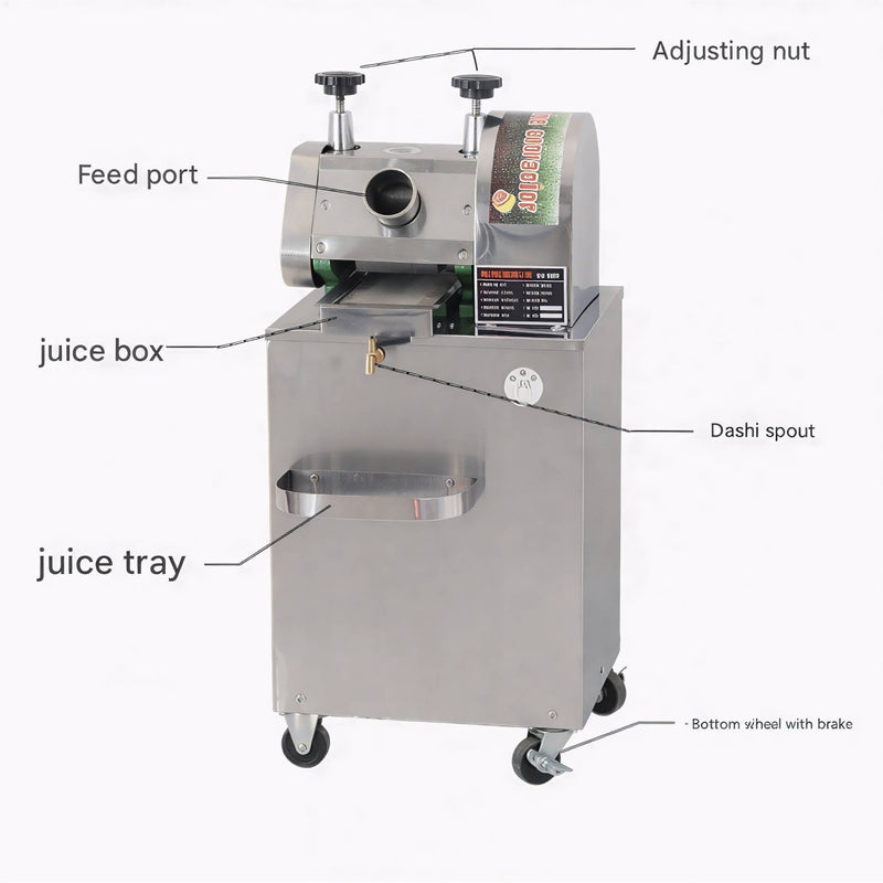 Long body electric sugarcane juice extractor with 12V battery backup for power cut use