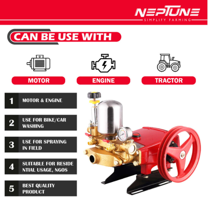 "Neptune HTP-Silver 3×12 Plunger Sprayer for Crop and Orchard Use"